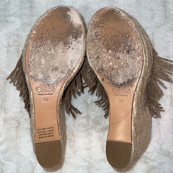 Chloe Platform Suede Fringe Espadrilles Size EU 37/ US 6.5 - Picture 10 of 15